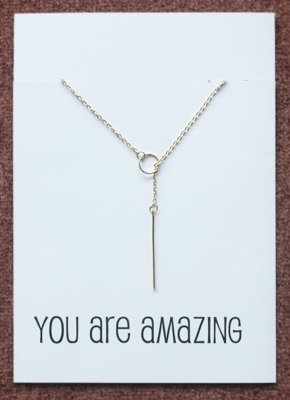 You Are Amazing Gift Card Alloy Gold Toned Circle Infinity Love Hope Pendant Necklace