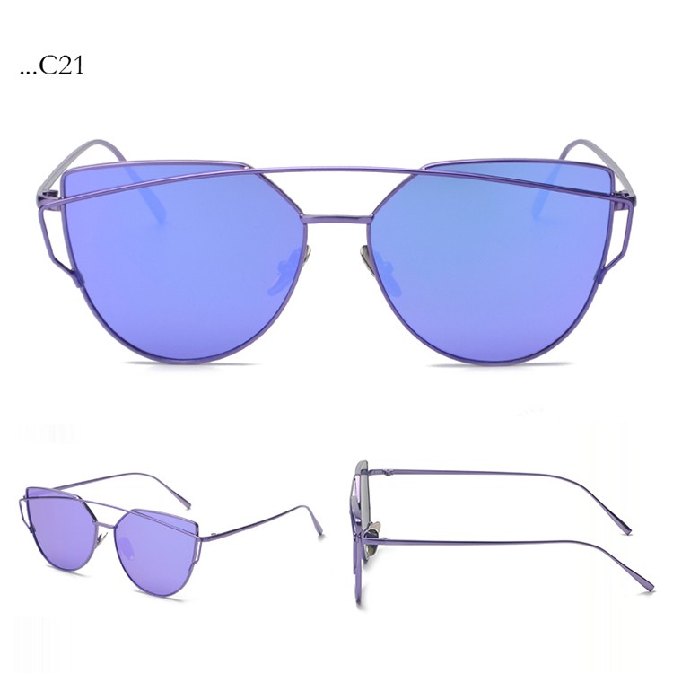 Fashion Lenses Cat Eye Sunglasses Women Sunglasses Double-deck Alloy Frame Sunglasses