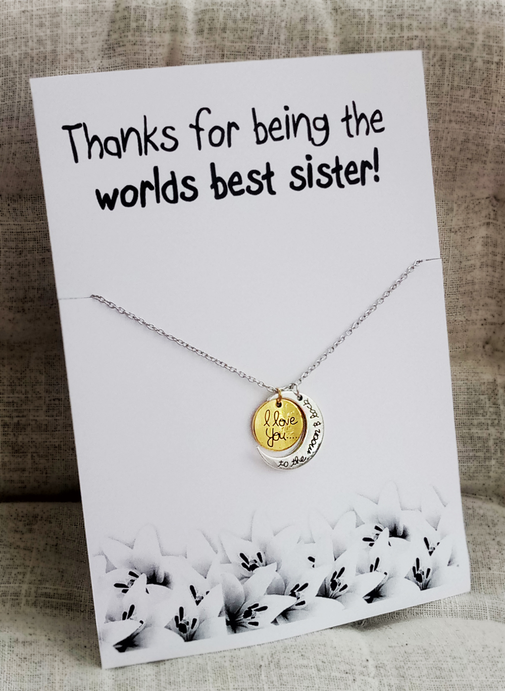 Thanks For Being The World Sister Love You Pendant Woman Fashion Gold-silver Toned Gift Chain Necklace