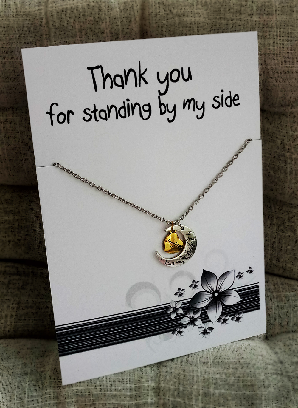 Thank You For Standing By My Side Love You Daughter Holiday Gift Woman Mother Jewelry Pendant Necklace