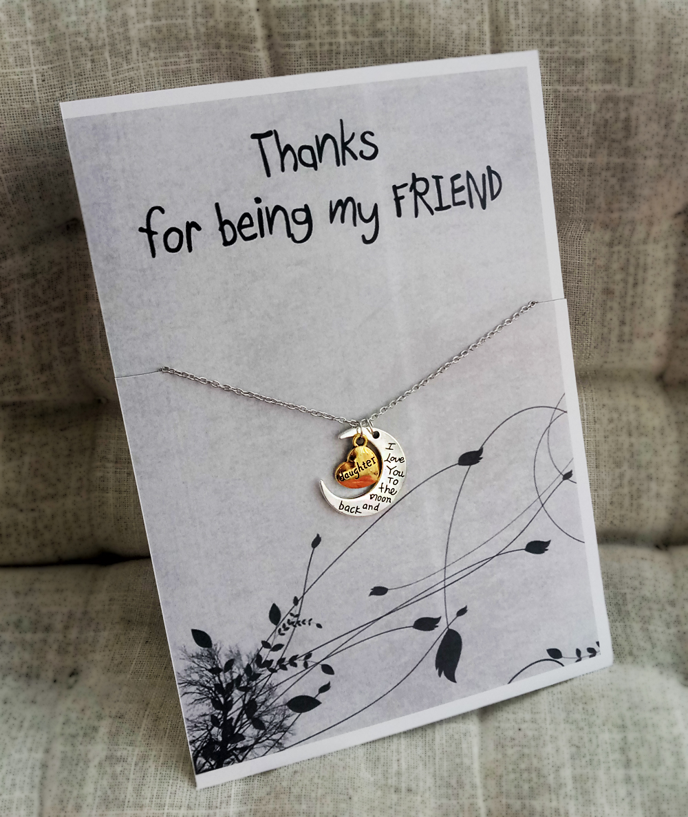 I Love You Daughter And Friend Heart And Moon Pendants Gift Holidays Christmas Present Woman Necklace