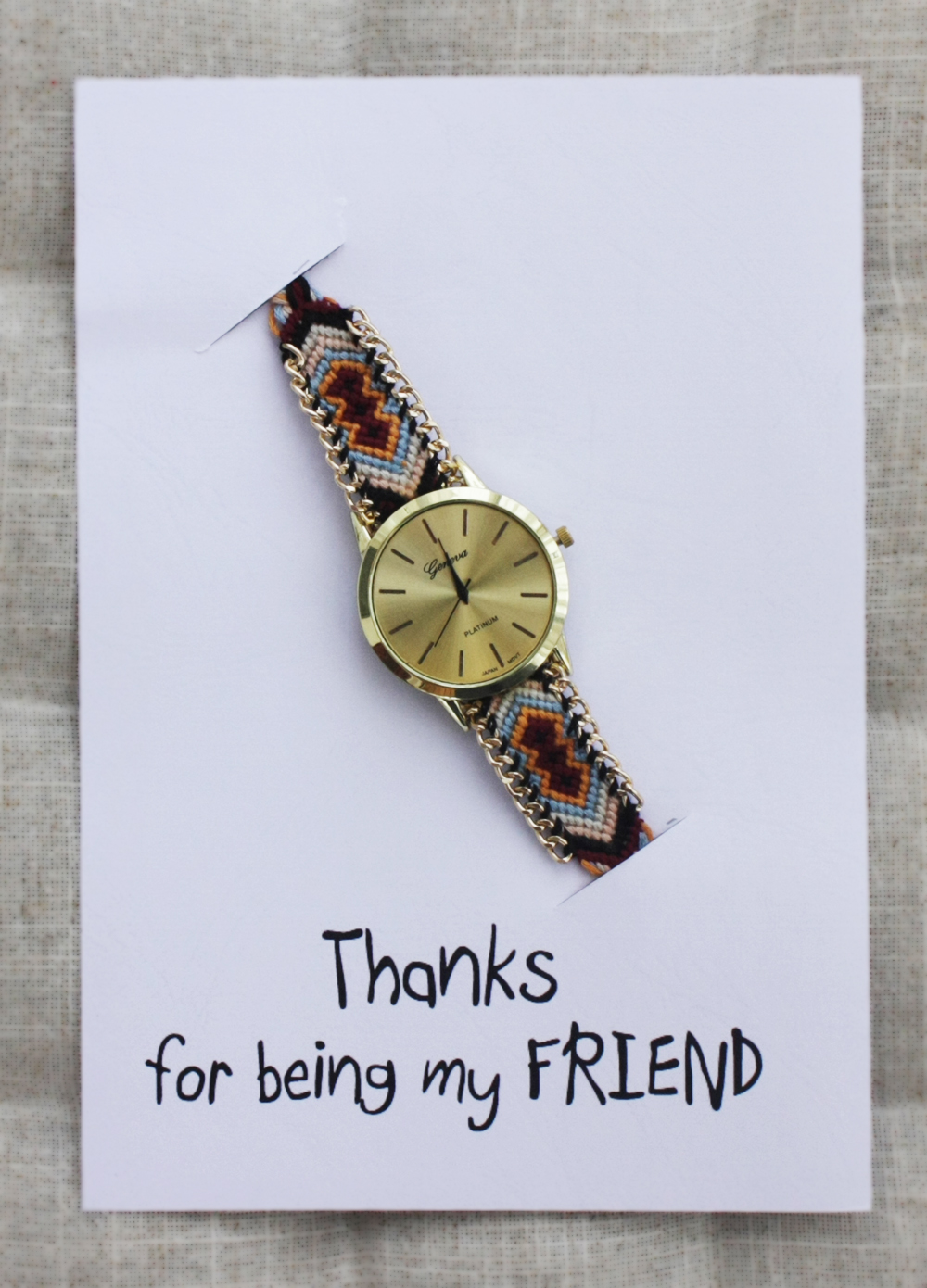 Friendship Cloth Wrist Watch Unisex Gift Friends Card Woman Girl Watch