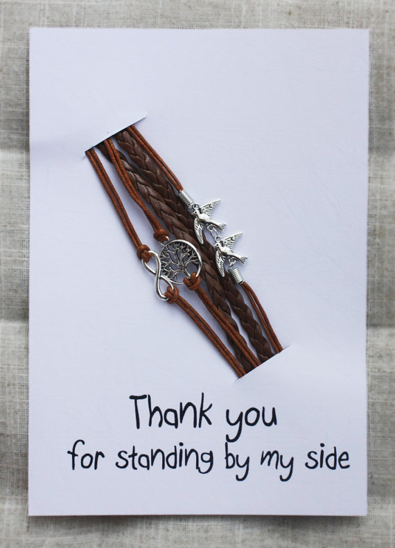 Thanks For Standing By My Side Card Unisex Tree Of Life Infinity Brown Firnedship Bracelet