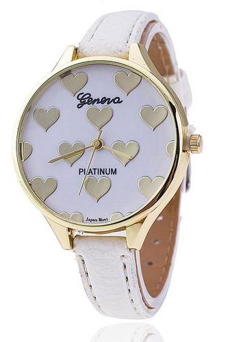 Fashion white hearts love valentine gift girl woman wristwatch 