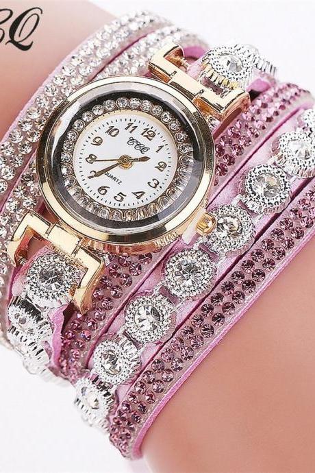 Hot Sell Women Rose Flower Faux Pearl Round Dial Quartz Bracelet Wrist ...