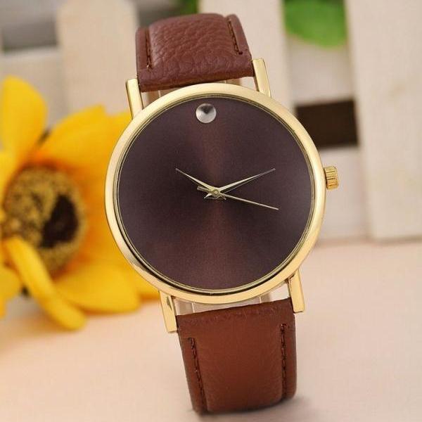 Fun Dial Leather Brown Strap Unisex Cool Watch on Luulla