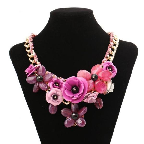 Purple Floral Party Girl Necklace on Luulla