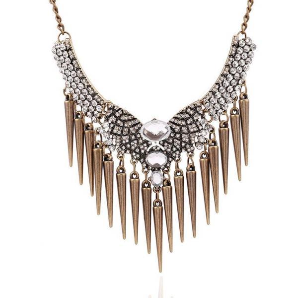 Rhinestones Spikes Statement Woman Necklace on Luulla