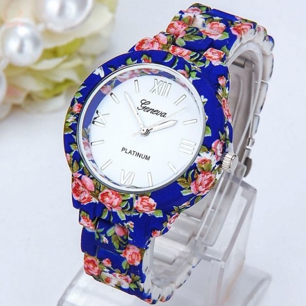 Flowers Green Fashion Girl Teen Cute Plastic Band Watch on Luulla