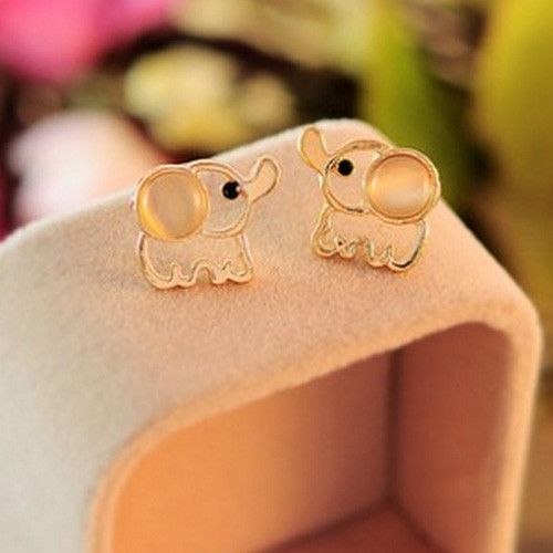 Elephant Babies Stud Beige Woman Fashion Earrings on Luulla