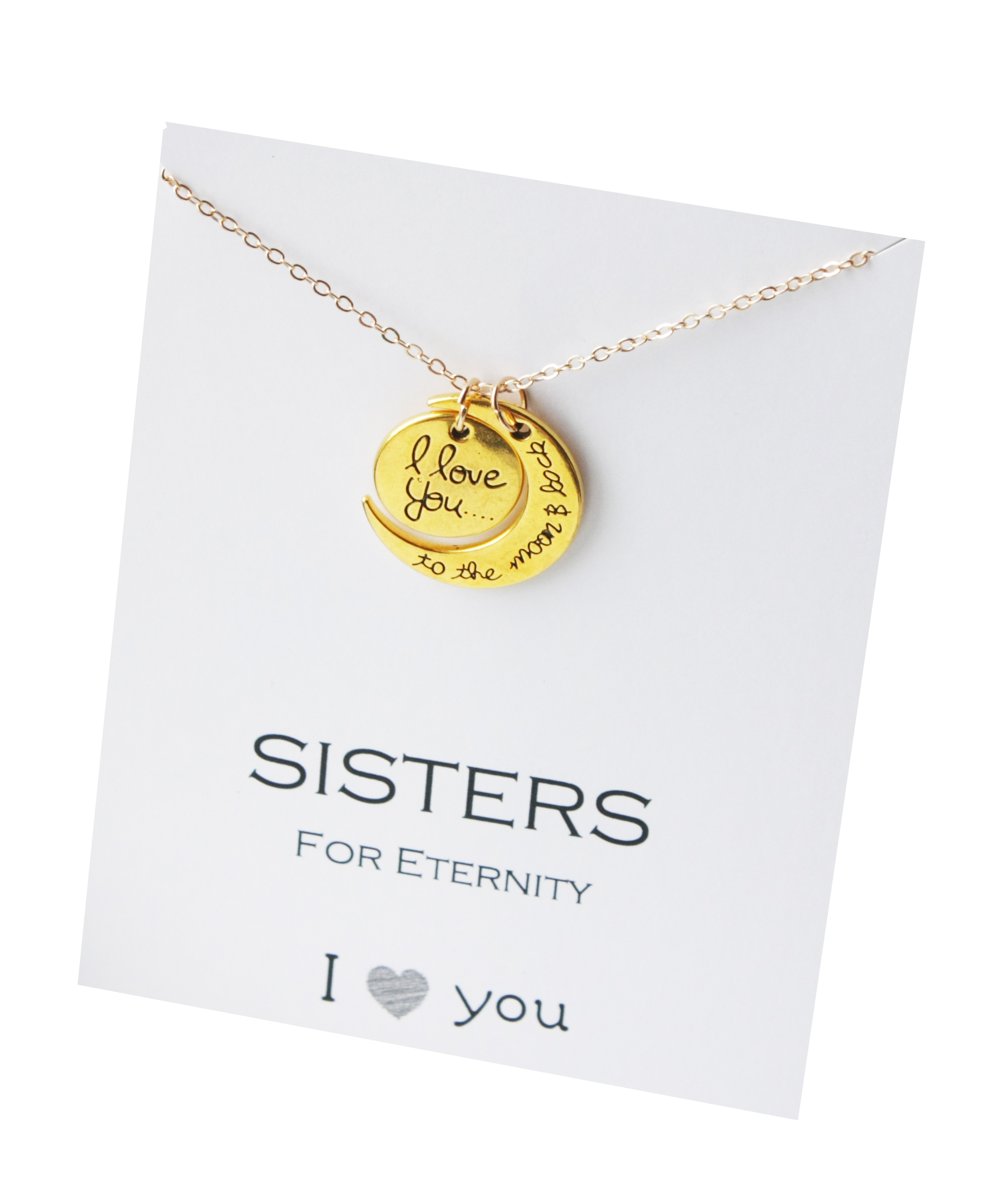 Sister Love You To The Moon And Back Gold Toned Gift Pendant