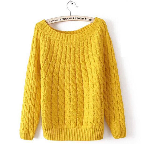 Winter Sweater Wool O-neck Fashion Fashion Yellow Pullover on Luulla