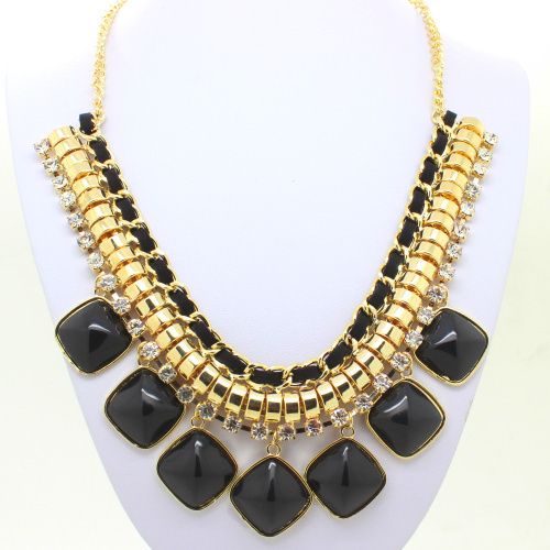Evening Chain Black Statement Resin Trendy Woman Necklace on Luulla