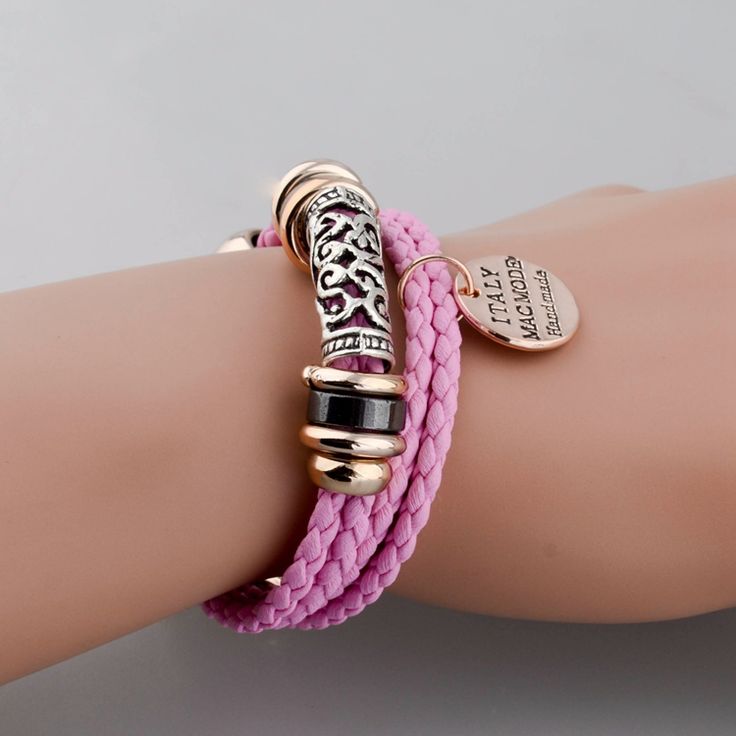 Vintage Handmade Pink Heart Rope Bangle Girl Bracelet on Luulla